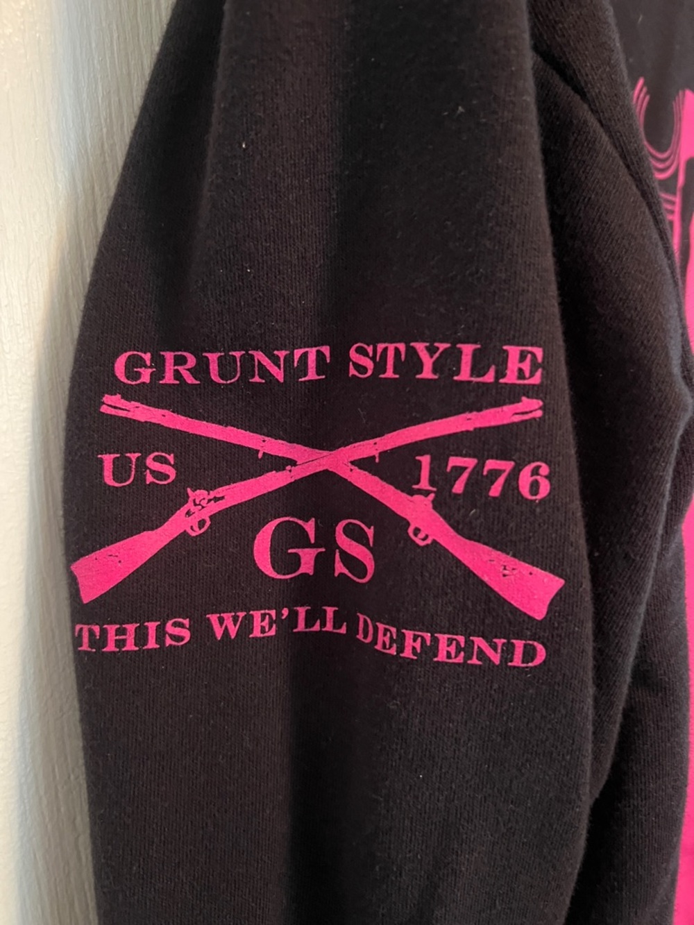 Grunt Style Black Hoodie with Pink 'Badass' Script - Picture 4 of 7